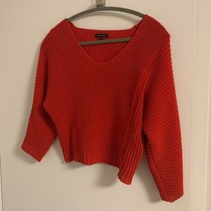 Cropped Red Massimo Dutti Sweater